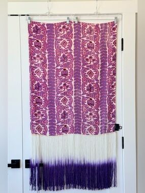 Roberto Cavalli Pink and Purple Patterned Fringe Scarf
